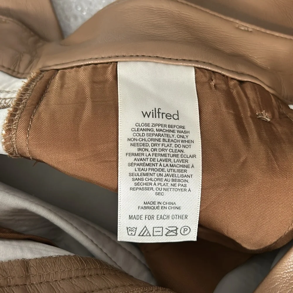 Wilfred Faux Leather Vegan Tan Melina Pants size 2 - Picture 13 of 15